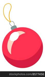 Christmas ball icon. Red shiny decoration in cartoon style isolated on white background. Christmas ball icon. Red shiny decoration in cartoon style