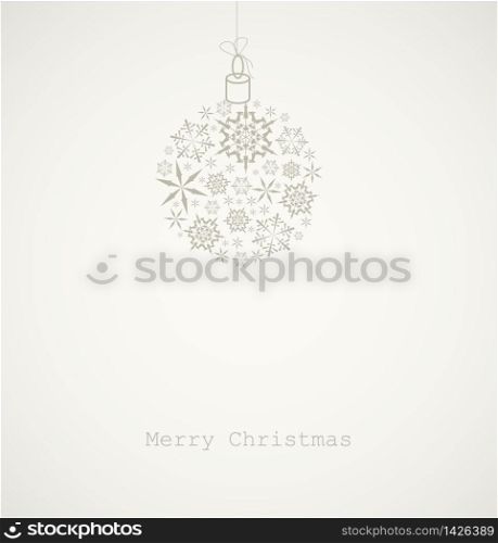 Christmas ball made from gray snowflakes on gray background - Christmas card