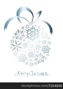 Christmas ball made from silver snowflakes on a white background (vector)