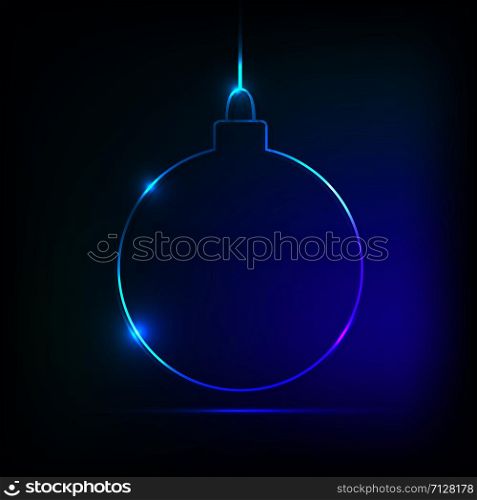 Christmas ball neon light style. vector illustration. Christmas ball neon style