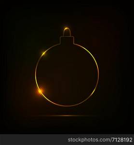 Christmas ball neon light style. vector illustration. Christmas ball neon style