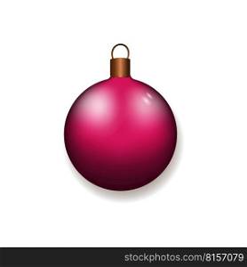 Christmas ball Viva Magenta color, trendy color of the 2023 year. Clip art isolated on white background.vector illustration