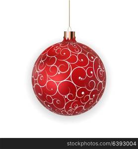 Christmas Ball with Ball and Ribbon on White Background Vector Illustration EPS10. Christmas Ball with Ball and Ribbon on White Background Vector Illustration