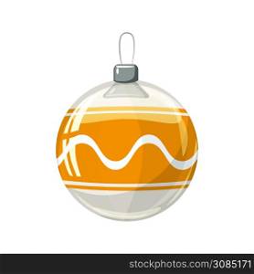 Christmas ball yellow, gold, white colour decorated on white background. Christmas ball yellow, gold, white colour decorated on white background, illustration, vector, isolated