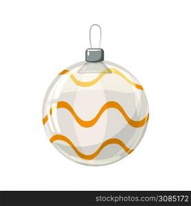 Christmas ball yellow, gold, white colour decorated on white background. Christmas ball yellow, gold, white colour decorated on white background, illustration, vector, isolated