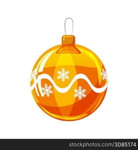 Christmas ball yellow, gold, white colour decorated on white background. Christmas ball yellow, gold, white colour decorated on white background, illustration, vector, isolated