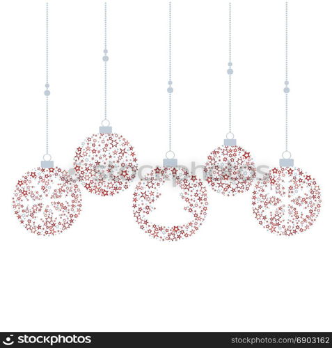 Christmas balls decoration. Vector illustration of a Christmas balls decoration made from stars. Happy Christmas greeting card