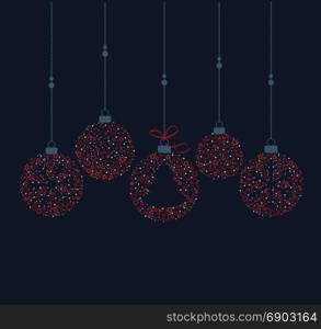 Christmas balls decoration. Vector illustration of a Christmas balls decoration made from stars. Happy Christmas greeting card