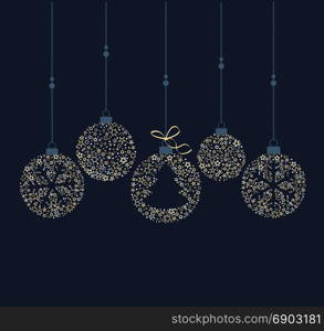 Christmas balls decoration. Vector illustration of a Christmas balls decoration made from stars. Happy Christmas greeting card