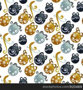 Christmas balls holiday decoration vector seamless pattern. Happy new year elegant festive cartoon illustration with swirls.. Christmas balls holiday decoration vector seamless pattern.