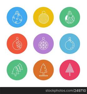 Christmas balls , snowflakes, tress , christmas , snow , winter , merry christmas , 25 dec , balls , decoration , evening , snowfall , icon, vector, design, flat, collection, style, creative, icons