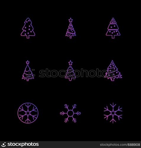 Christmas balls , snowflakes, tress , christmas , snow , winter , merry christmas , 25 dec , balls , decoration , evening , snowfall , icon, vector, design, flat, collection, style, creative, icons