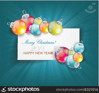 Christmas balls with clean white banner for your congratulations.