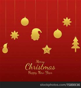 Christmas banner flat and minimal design gold element style. vector illustration.