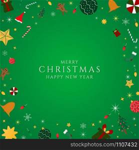 Christmas banner green color modern gift snowflake art design with space for your text. vector illustration