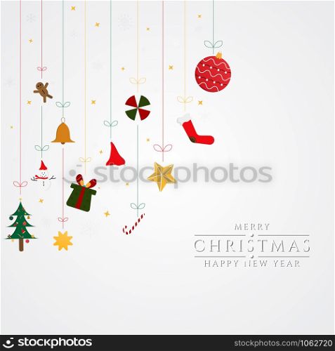 Christmas banner modern poster gift hang minimal style with space. vector illustration