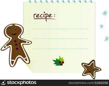 Christmas banner / recipe with blank space, ginger bread and cookie