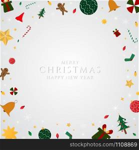 Christmas banner white color design modern art gift style snow fall with space. vector illustration