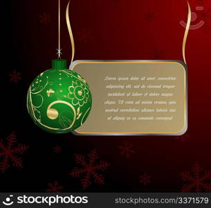 Christmas Banner with ball and ribbon. Vector