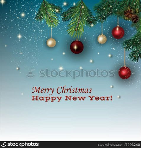 Christmas banner with frame from fir branches. round banner with a frame made of fir branches. It is possible to write your congratulation