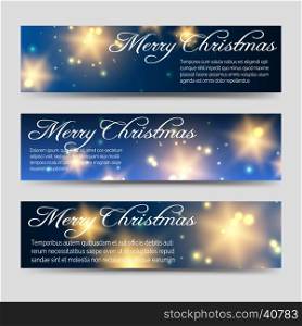 Christmas banners set with shining elements. Blue Christmas banners set with shining elements. Vector illustration