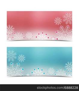 Christmas banners with snow. Vector illustration of falling snowflakes. Christmas banners with snow