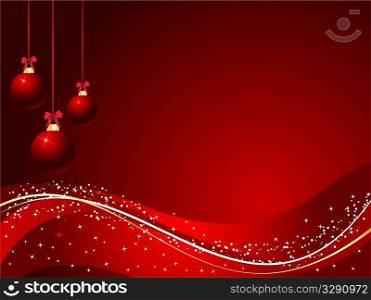 Christmas baubles on a decorative background