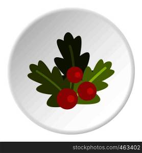 Christmas berries icon in flat circle isolated vector illustration for web. Christmas berries icon circle