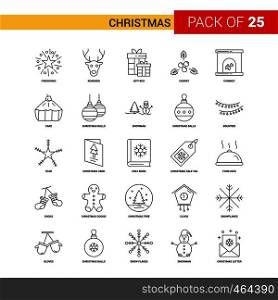 Christmas Black Line Icon - 25 Business Outline Icon Set