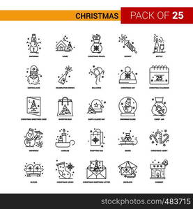 Christmas Black Line Icon - 25 Business Outline Icon Set