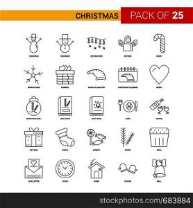 Christmas Black Line Icon - 25 Business Outline Icon Set