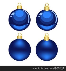 Christmas blue cartoon and mesh vector ornaments isolated on white background