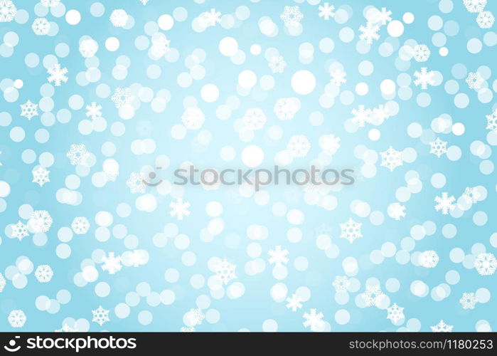 Christmas blue shiny background with snowflakes and lens flare.. Christmas blue shiny background with snowflakes and lens