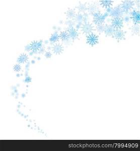 Christmas blue snowflakes blizzard stream in the light