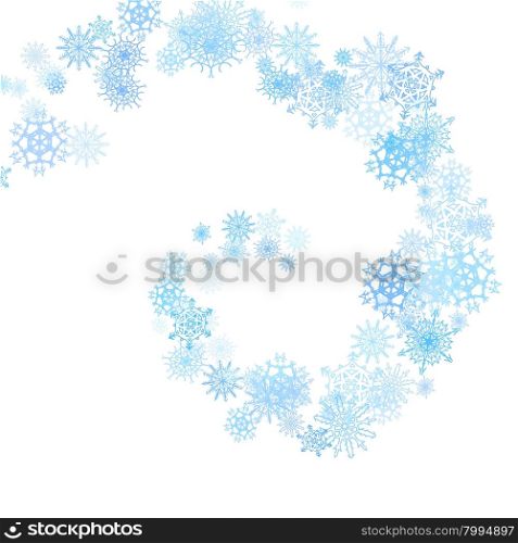 Christmas blue snowflakes spiral stream in the light