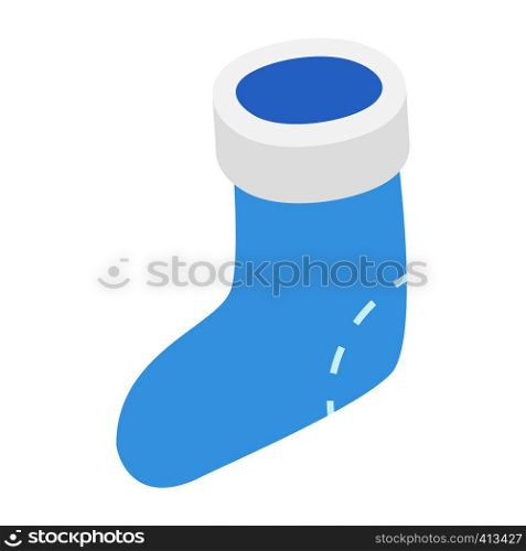 Christmas blue sock isometric icon. Colorful funny symbol on a white background. Christmas blue sock isometric icon
