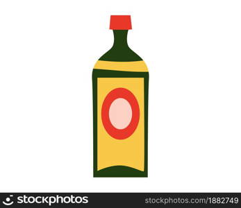 Christmas bottle beverage retro, vintage. Vector illustration cartoon flat style isolated. Christmas bottle beverage retro, vintage. Vector illustration cartoon flat style