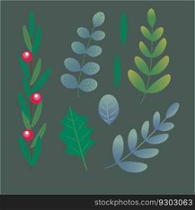 Christmas branches and leaves. Christmas festival, New year invitations, or greeting cards.. Christmas branches and leaves