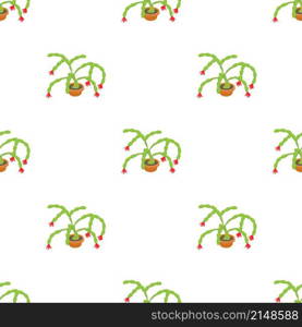 Christmas cactus pattern seamless background texture repeat wallpaper geometric vector. Christmas cactus pattern seamless vector