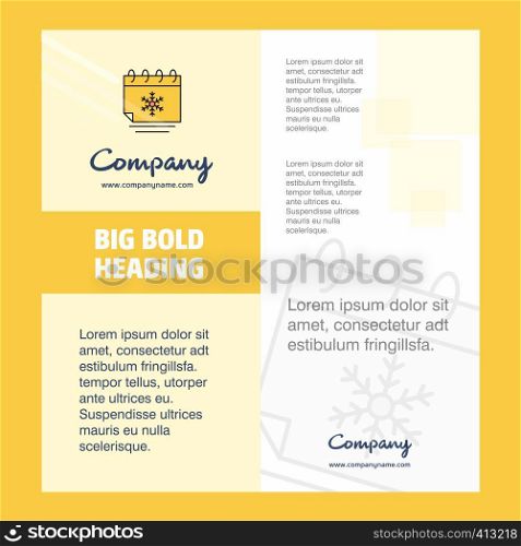 Christmas calendar Company Brochure Title Page Design. Company profile, annual report, presentations, leaflet Vector Background