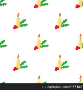 Christmas candle and berries pattern seamless background texture repeat wallpaper geometric vector. Christmas candle and berries pattern seamless vector