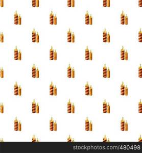 Christmas candle pattern seamless repeat in cartoon style vector illustration. Christmas candle pattern