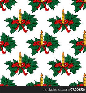 Christmas candles seamless pattern for holiday background design