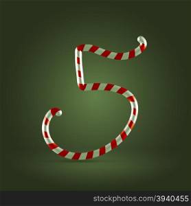 Christmas Candy cane traditional sweets abc numeral 5