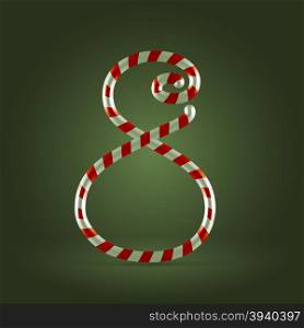 Christmas Candy cane traditional sweets abc numeral 8