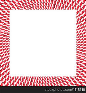 Christmas Candy Frame Isolated on white. Blank xmas Design, Red And White Twisted Cord. vector Border Square Shape