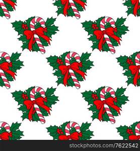 Christmas candy stick seamless pattern for holiday background design