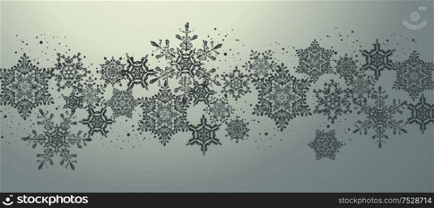 Christmas card design with snowflakes background.