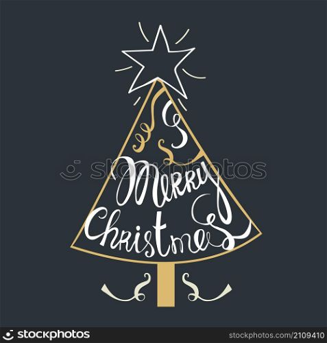 Christmas card. Merry Christmas lettering.