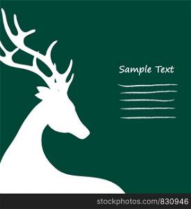 Christmas Card Standing Reindeer Cropped on Green, Stock Vector Illustration